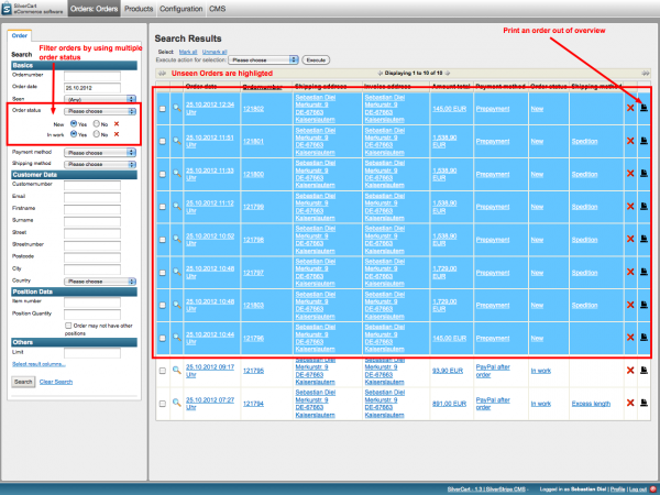 SilverCart Order Management - Basics